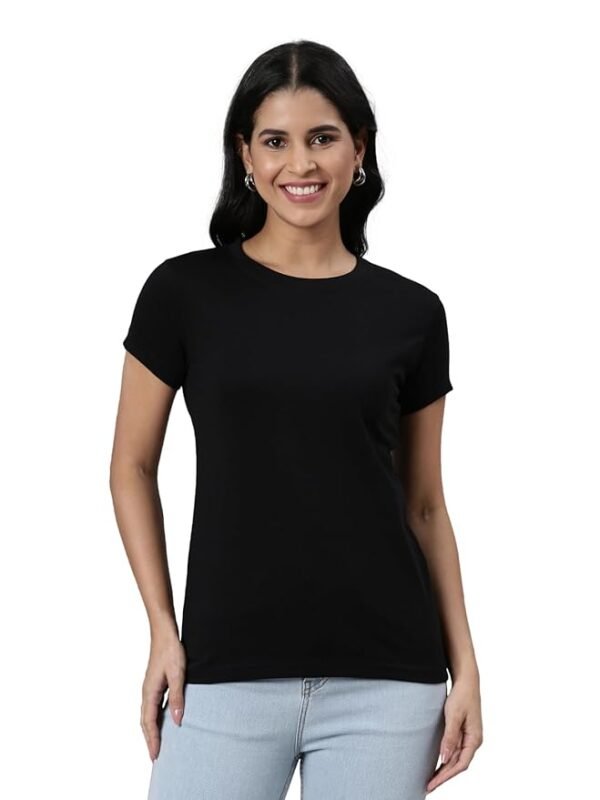 SPARK Women Round Neck Tshirt |Cotton Half Sleeve Regular Fit Solid T-Shirts - Image 2