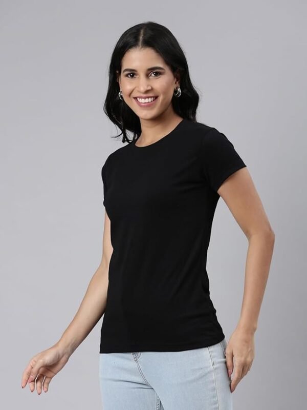 SPARK Women Round Neck Tshirt |Cotton Half Sleeve Regular Fit Solid T-Shirts - Image 4